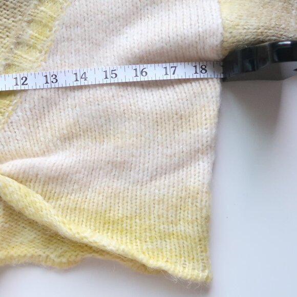 For Love & Lemons Yellow Ombre Gradient Knit Cropped Sweater Long Sleeve Top L - Picture 15 of 16